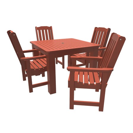 Highwood Usa Lehigh 5pc Square Outdoor Patio Furniture Dining Set AD-DNL44-RED